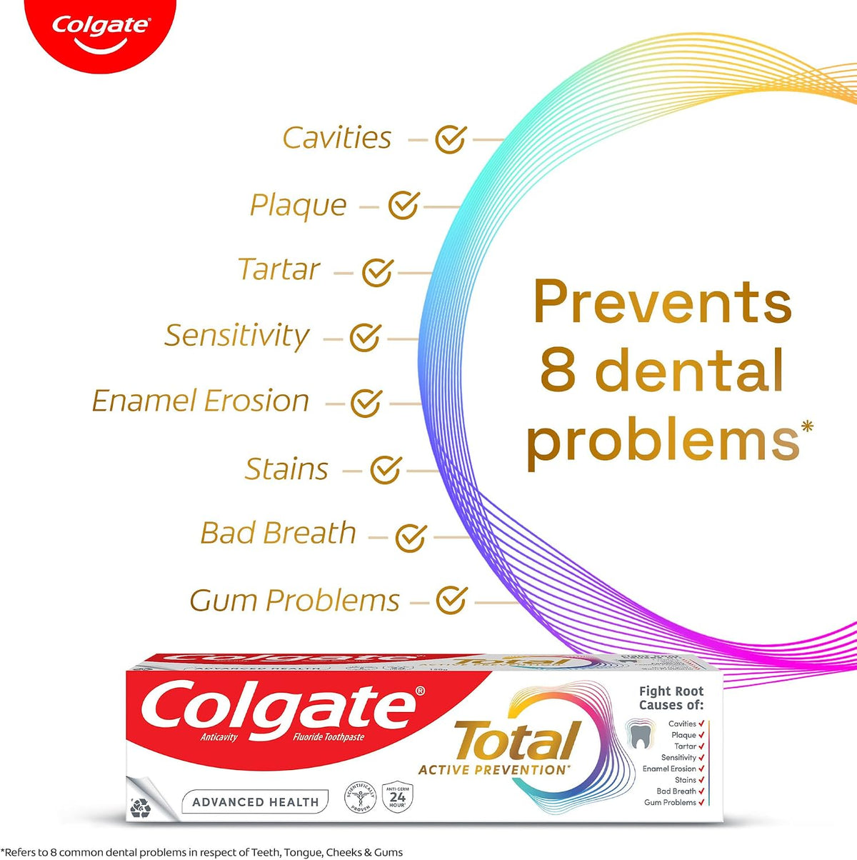 Colgate Total 300gm (2 x 150gm) Advanced Health Anti-Germ Toothpaste, Tooth Paste with 12-Hour Anti-Germ Protection, Whole Mouth Health (Combo Pack Offer) — additional product view 3