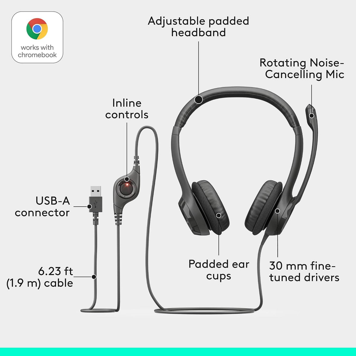 Logitech H390 Headset — Black