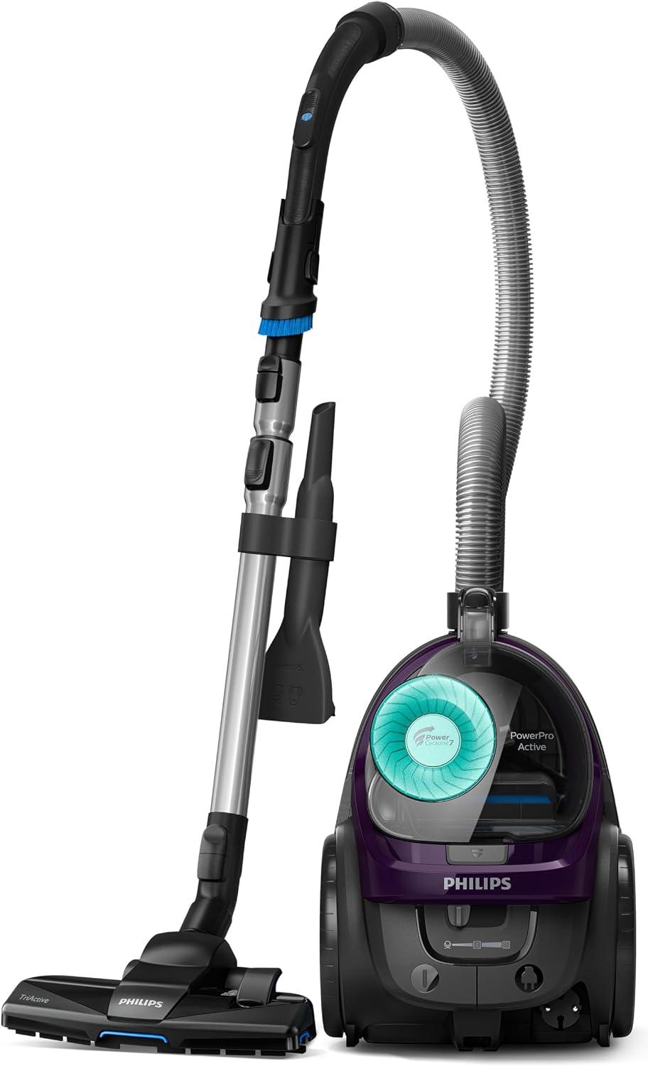 Philips FC9571/01 Bagless Vacuum Cleaner, Adjustable Suction Dry Vacuum with PowerCyclone 7 Technology, Allergy H13 Filter, and TriActive Nozzle for Maximum Performance and Hygienic Dust Disposal — bBlack