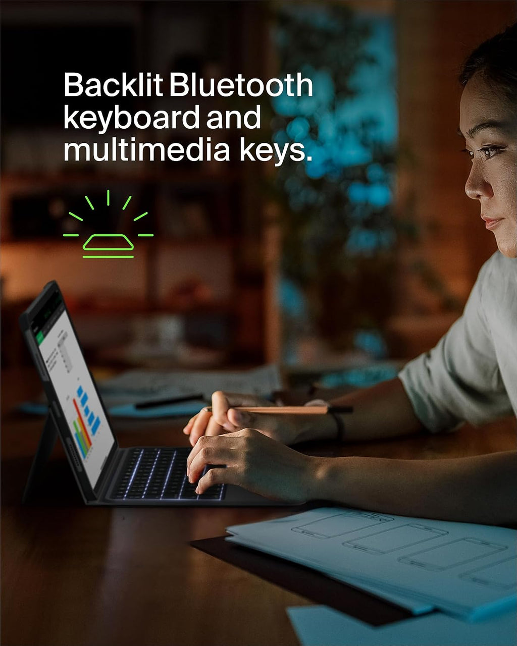 Belkin Everyday iPad Keyboard Case with Cradle, Backlit Bluetooth Keyboard, Trackpad Gestures, Magnetic Apple Pencil Holder, QWERTY, Media Keys, For iPad Air 11” M2/M3, 10.9”, Pro 11”