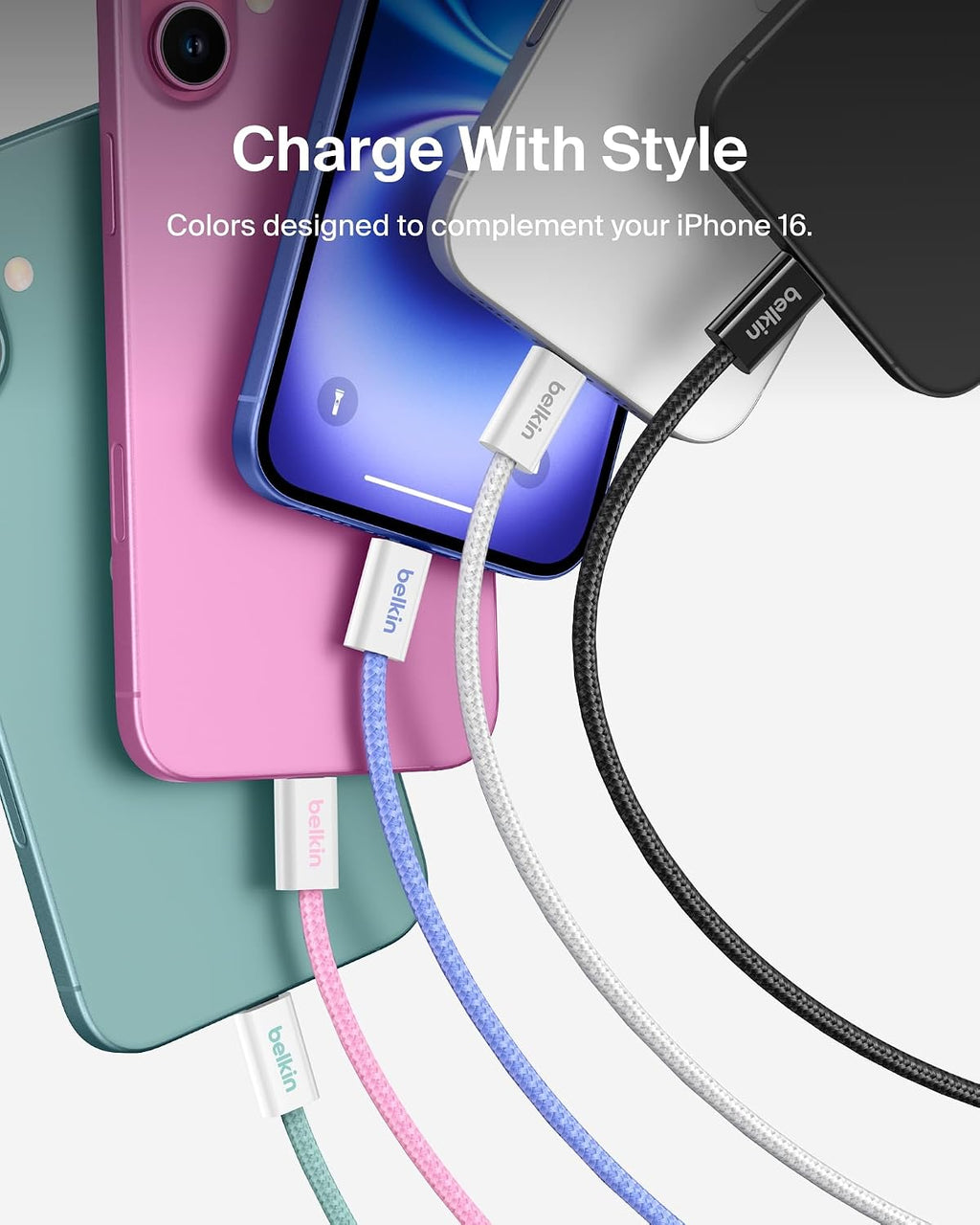Belkin 2-Pack Braided USB-C to USB-C Cable 5ft, 60W - Soft, Flexible Fast-Charging Cable, Type C Charger Cord for iPhone 17 & 16 Series, Galaxy S25, Pixel 10, iPad Pro, & More - Green