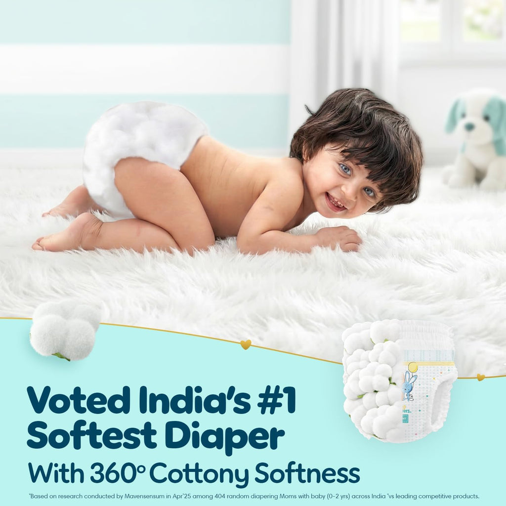 Pampers Premium Care Pant Style Baby Diapers M 20 Count | No Marks Design | Voted India’s #1 Softest Diaper | All in 1 diaper with 360 Cottony Softness