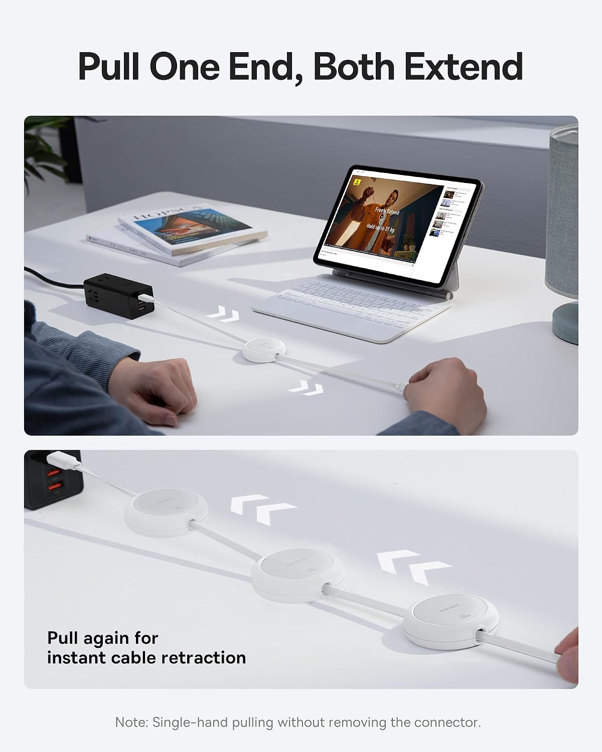 Baseus Free2Pull Mini Retractable USB-C to USB-C Cable 60W — 1m — White