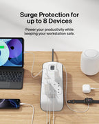 Belkin 6 Way 2 Meter Surge Protection Strip with 2 x 2.4 Ampere USB Charging