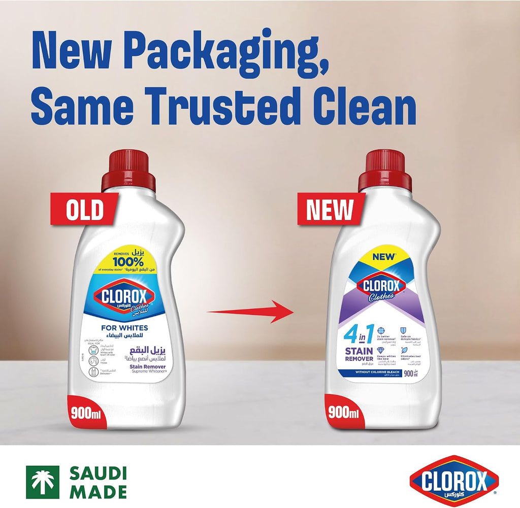 Clorox for Clothes 4in1 Stain Remover, 900ml, Clorox For White Clothes Without Chlorine Bleach, Safe on Delicate Fabrics — additional view 7