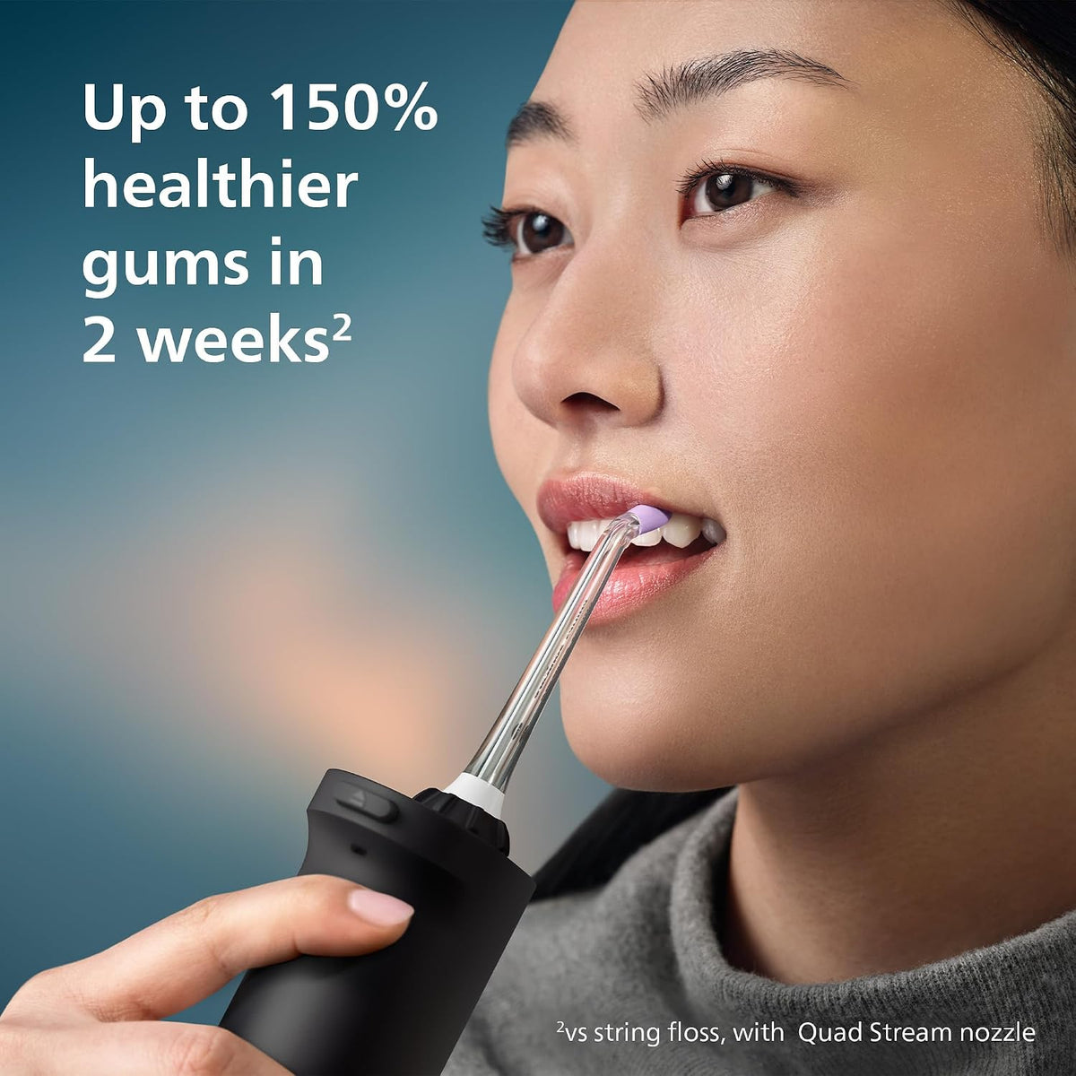 Philips SONICARE Philips Cordless Power Flosser 3000, Water Flosser with Innovative Quad Stream Technology, Oral Irrigator with 2 Flossing Modes and 3 Intensity Levels, Ergonomic Design, Black, HX3826/23 — New Black
