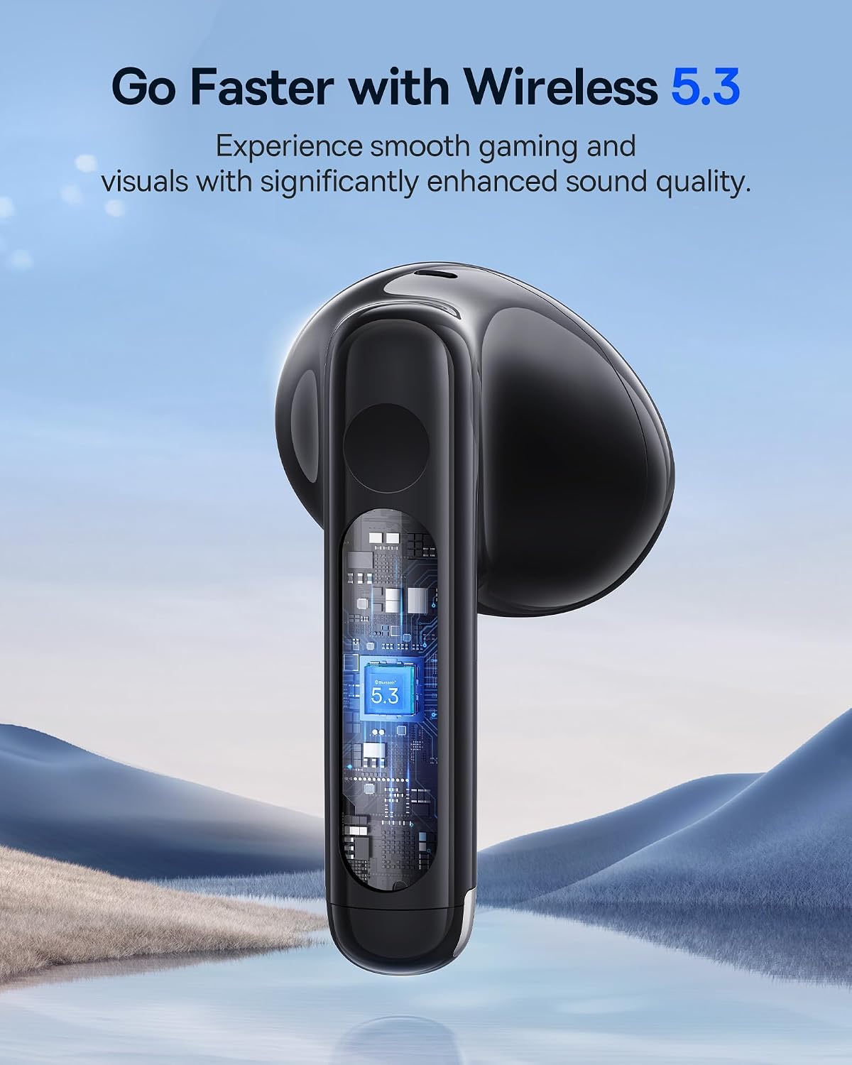 Baseus Bowie E13 TWS Earbuds Bluetooth 5.3 Wireless Earphones, 30H Playtime, 12mm Drivers, 0.06s Low Latency, Fast Charging, App Control, Custom EQ, Touch Controls — Black