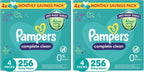 Pampers Complete Clean Baby Wipes, with Aloe Vera Lotion, 8 Packs, 256 Wipe Count