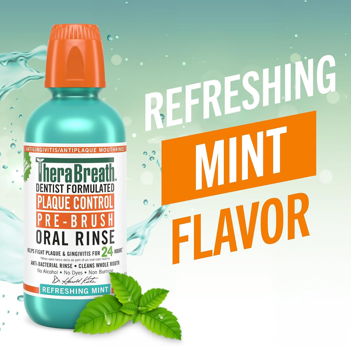 TheraBreath Plaque Control Pre-Brush Rinse, Refreshing Mint, 16 oz, 2-Pack — additional product view 2