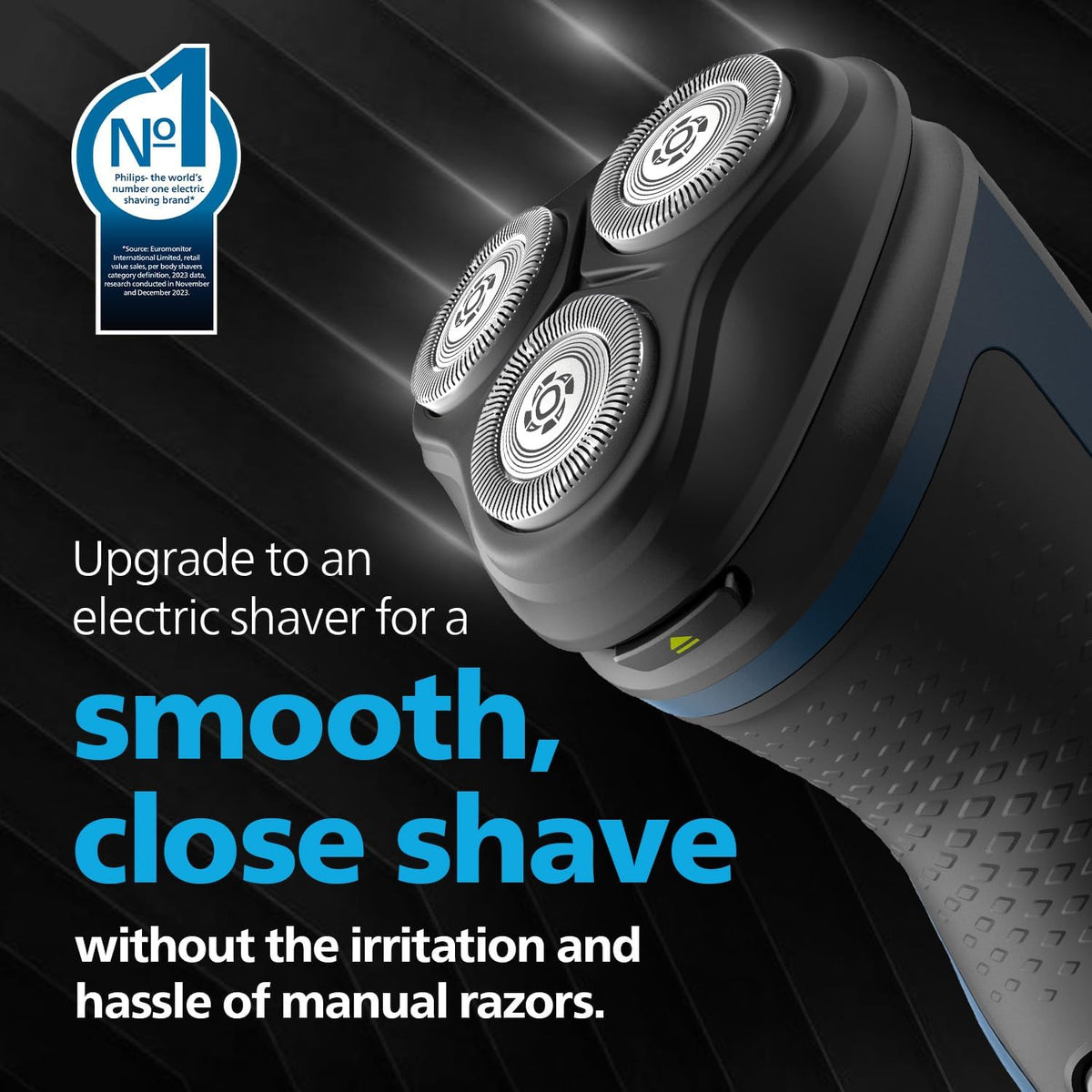 Philips Men's Electric Shaver, Wet and Dry Shaving, 3D Floating Heads, 27 Self-Sharpening Blades, Cordless, Waterproof S1151/03 (New Model) — Blue Malibu
