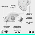 Logitech ERGO M575S Wireless Mouse — Off White / Silver Ball