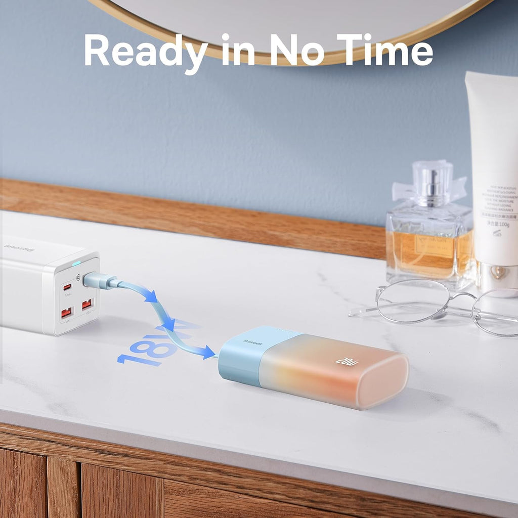 Baseus Popsicle Mini Fast 5.2k Power Bank 5,200mAh with Built-in USB-C Cable, Orange — Orange
