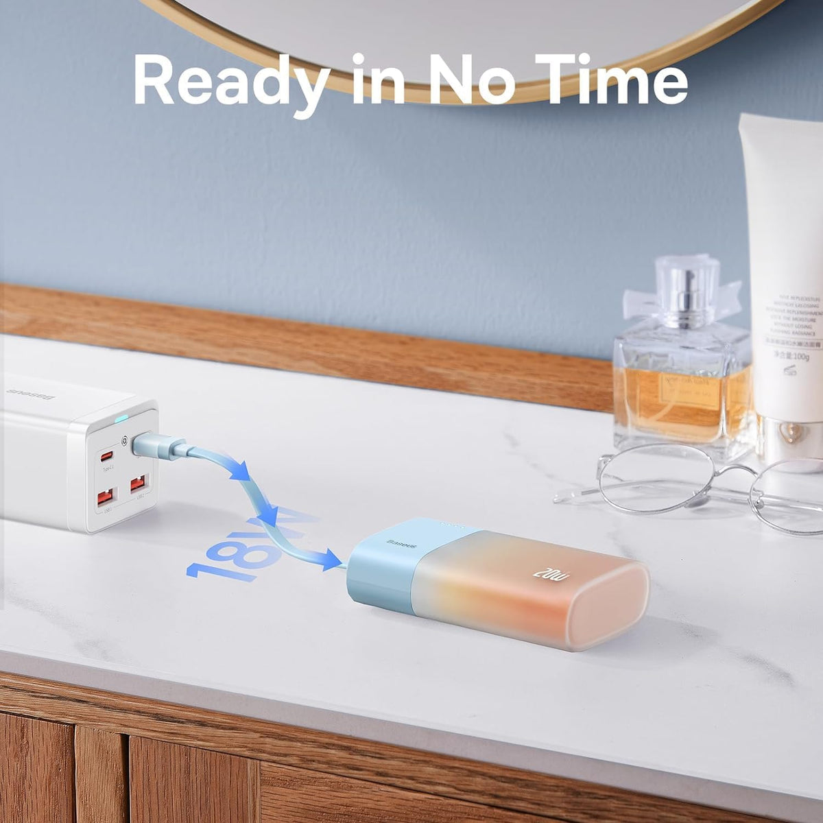 Baseus Popsicle Mini Fast 5.2k Power Bank 5,200mAh with Built-in USB-C Cable, Orange — Orange