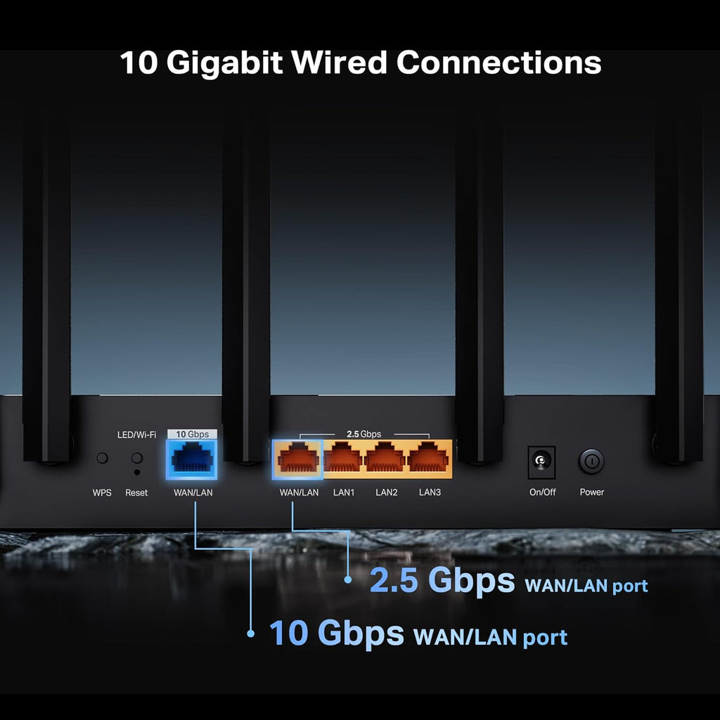 Tp-Link Tri-Band Be9700 Wifi 7 Router Archer Be600 | 10G Wan/Lan +2.5G +3× 2.5G Lan Ports, New 320Mhz Channel Covers Up To 2,600 Sq. Ft And 120 Devices|Vpn, Homeshield For Network Security