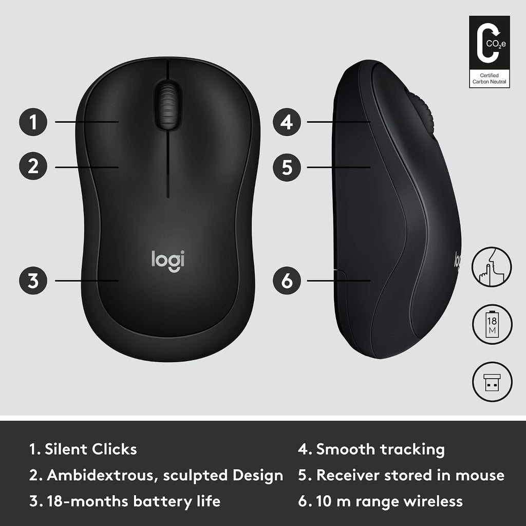 Logitech M220 Wireless Mouse — Black