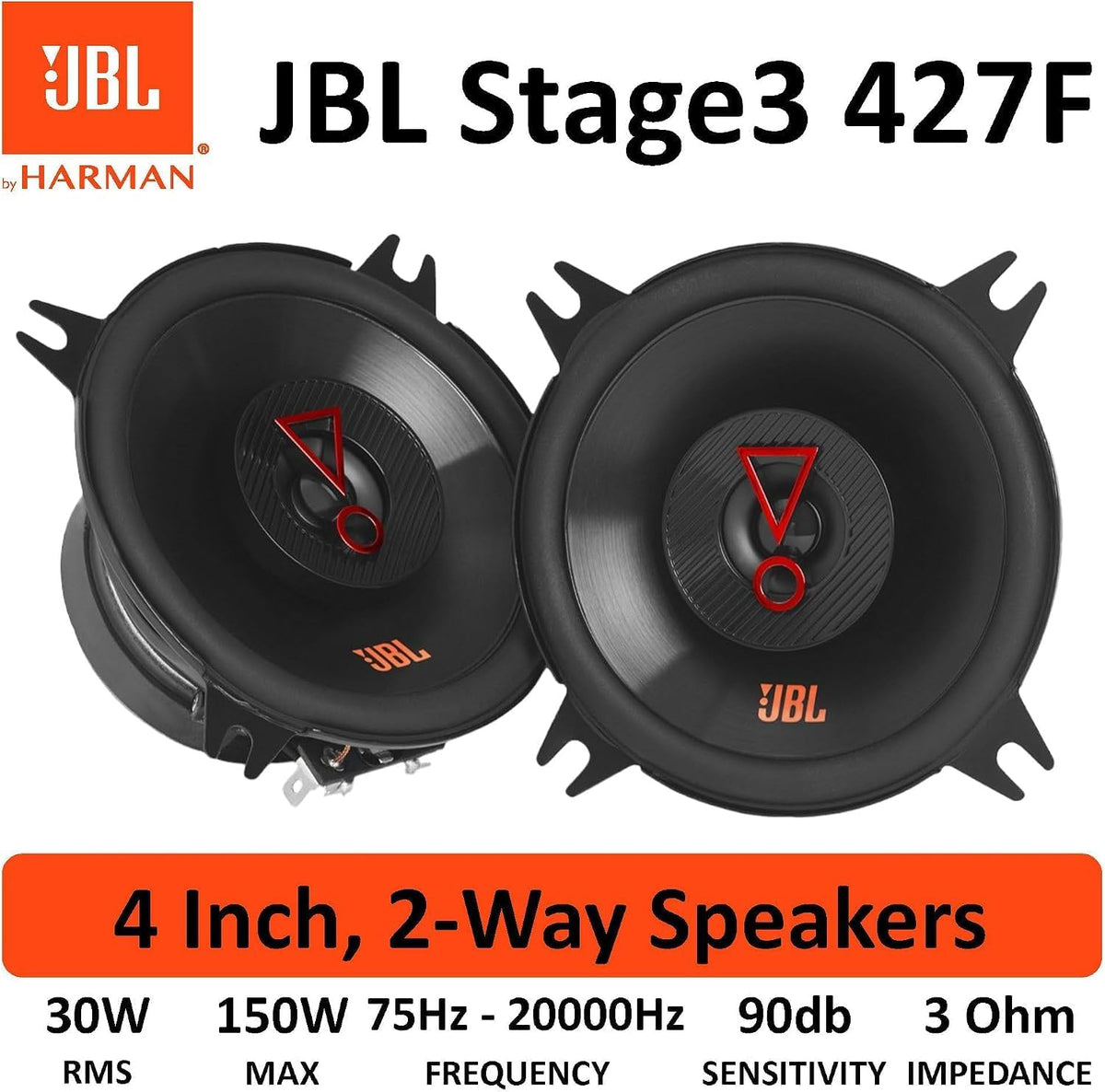 JBL Stage3 427F 4-Inch Car Speakers — Pair