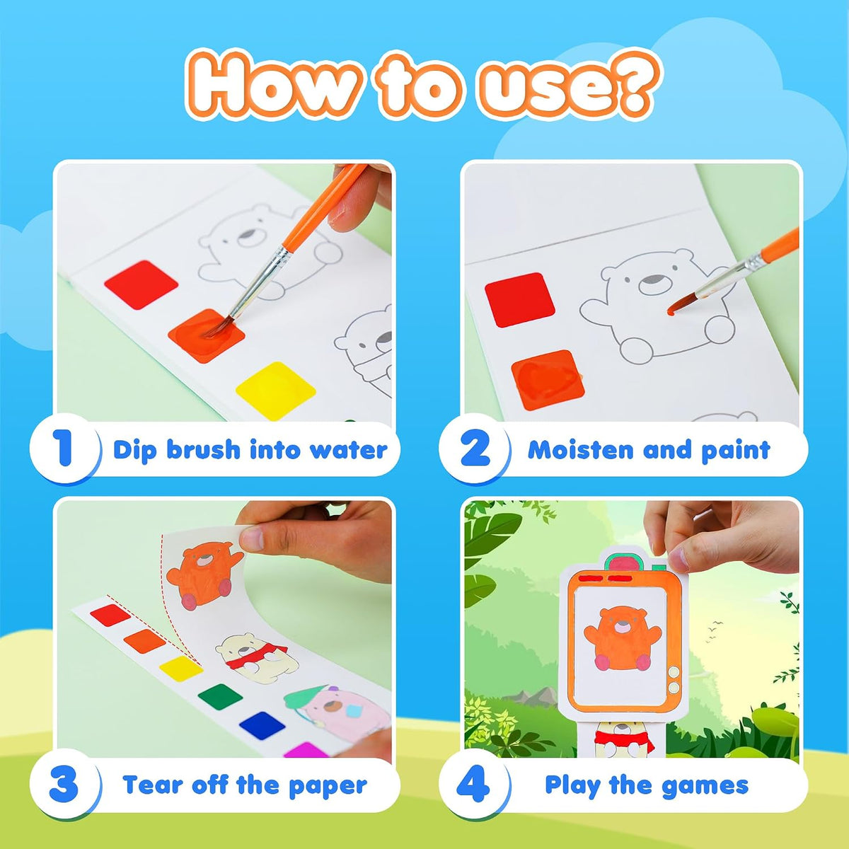 YPLUS Paint with Water Activity Books — Unicorn Camera