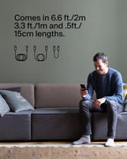Belkin Fast Charge (0.5ft) Braided USB-C to USB-C Cable for iPhone 16, iPhone 16 Pro, iPhone 16 Pro Max, iPhone 16 Plus, iPhone 15, Galaxy S24, S23, Note10, Pixel 9, Pixel 8, iPad Pro & More - White