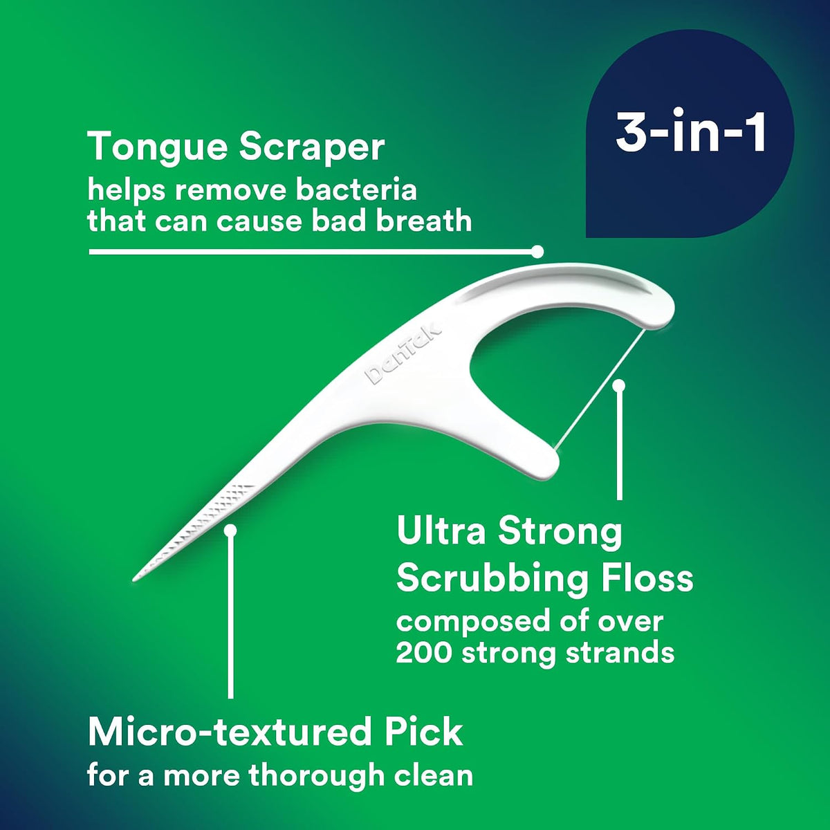 DenTek Triple Clean Advanced Clean Floss Picks, No Break & No Shred Floss, 150 Count, (Packaging May Vary) — additional product view 3