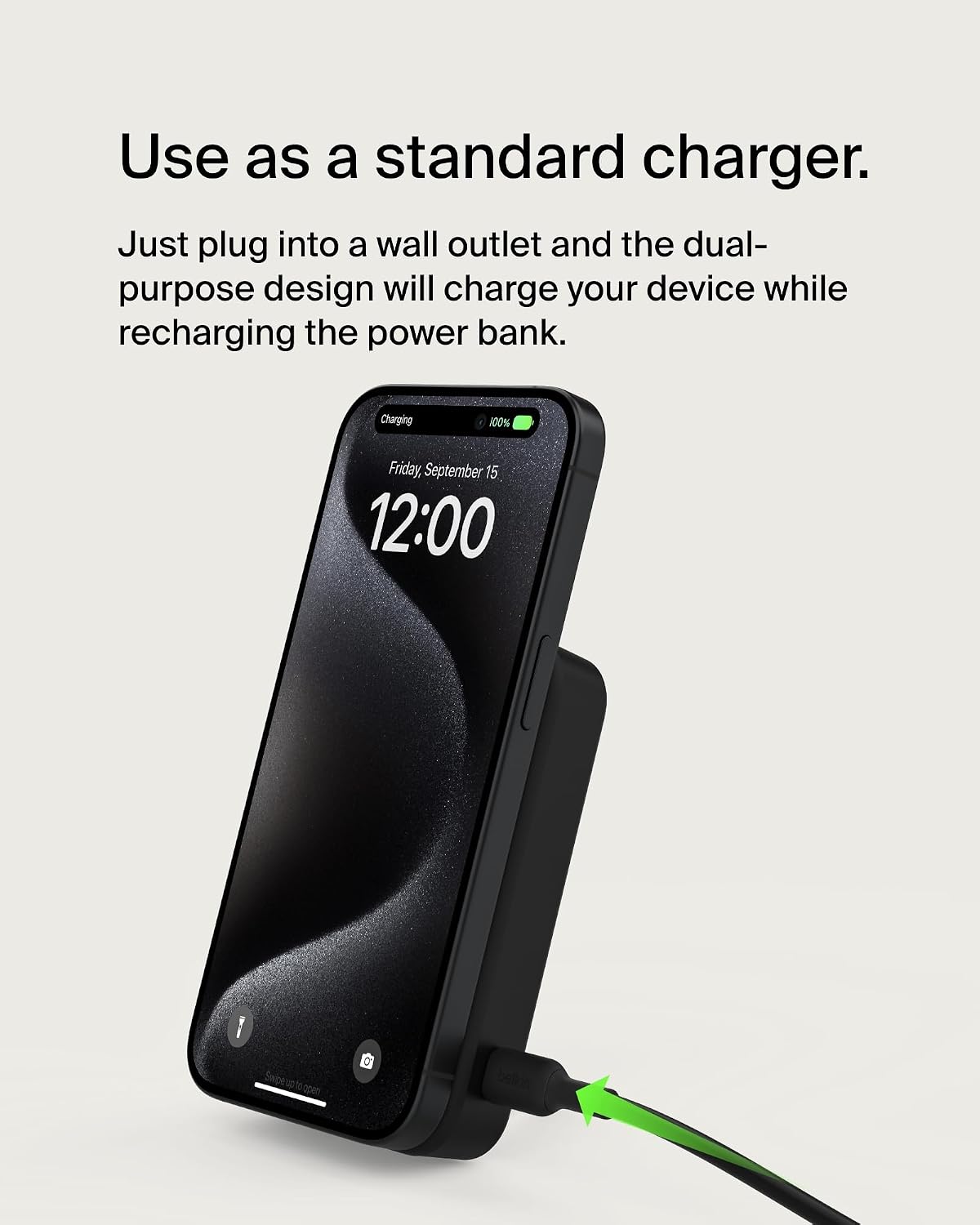 Belkin BoostCharge Pro Wireless Power Bank 10000mAh, 15W with Qi2, MagSafe Compatible Portable Charger + Built-in Pop-up Kickstand, For iPhone 17, iPhone Air, iPhone 16, 15, 14, Pixelsnap and More