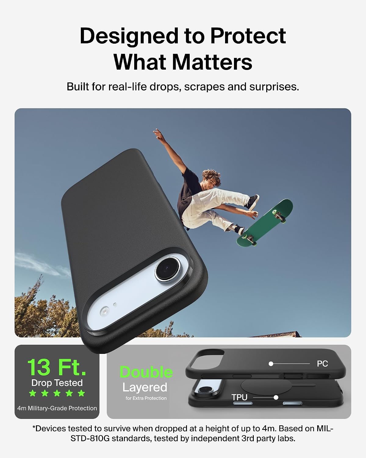 Belkin SheerForce Protect MagSafe Compatible iPhone Air Case with Slim Design & Anti-Scratch Treated Coating - Magnetic, Transparent, & Shockproof Protective iPhone Case - Black
