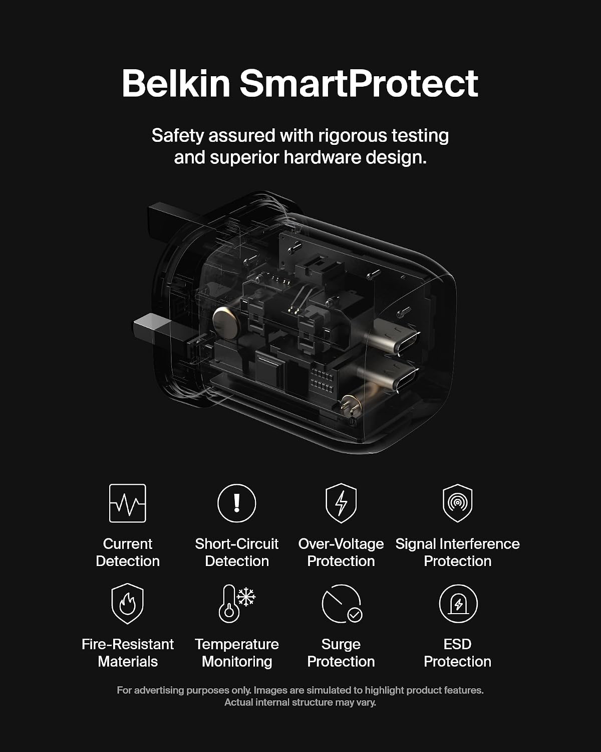 Belkin Gaming Dual USB-C Plug 65W, Wall Charger USB 3.0 Fast Charger with GaN Technology for Nintendo Switch 2, iPhone 16, iPad, MacBook Air, Chromebook, Samsung Galaxy S25 Ultra, and More - Black