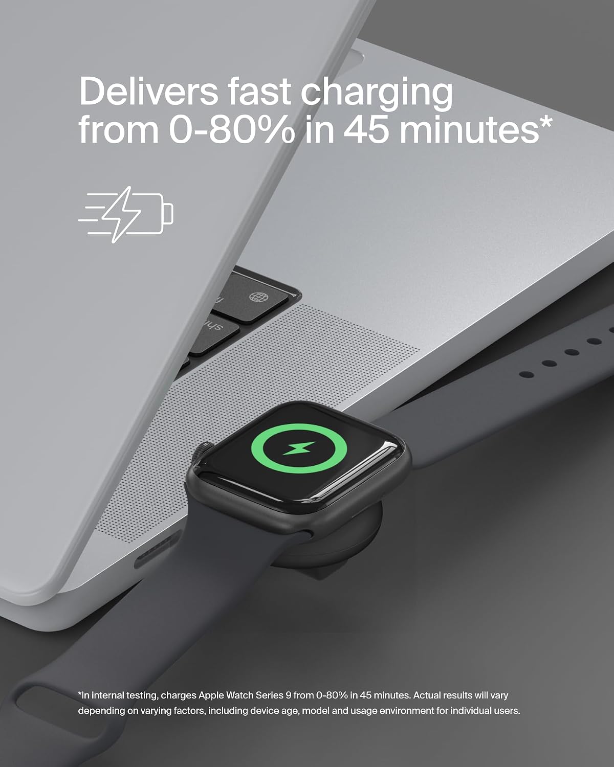 Belkin BoostCharge Portable USB-C Apple Watch Charger - MFi-Certified USB-C Charger for Apple Watch Series 9, Series 8, Series 7, Ultra, & More - Compatible w/MacBook, iPhone 15, & More - Black