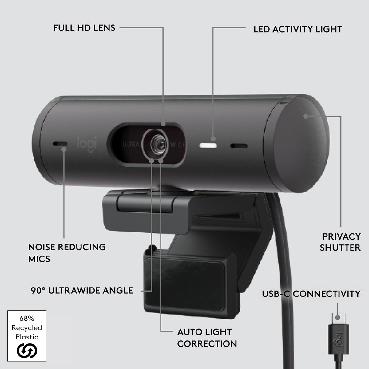 Logitech BRIO 501 Webcam — Black