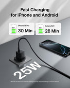 Belkin USB-C Plug 25W - USB-C Phone Charger PD 3.0 Fast Charging with PPS for Apple iPhone 17, iPhone Air, iPhone 16, Samsung Galaxy S25, Pixel 10, Nintendo Switch, & More - Black