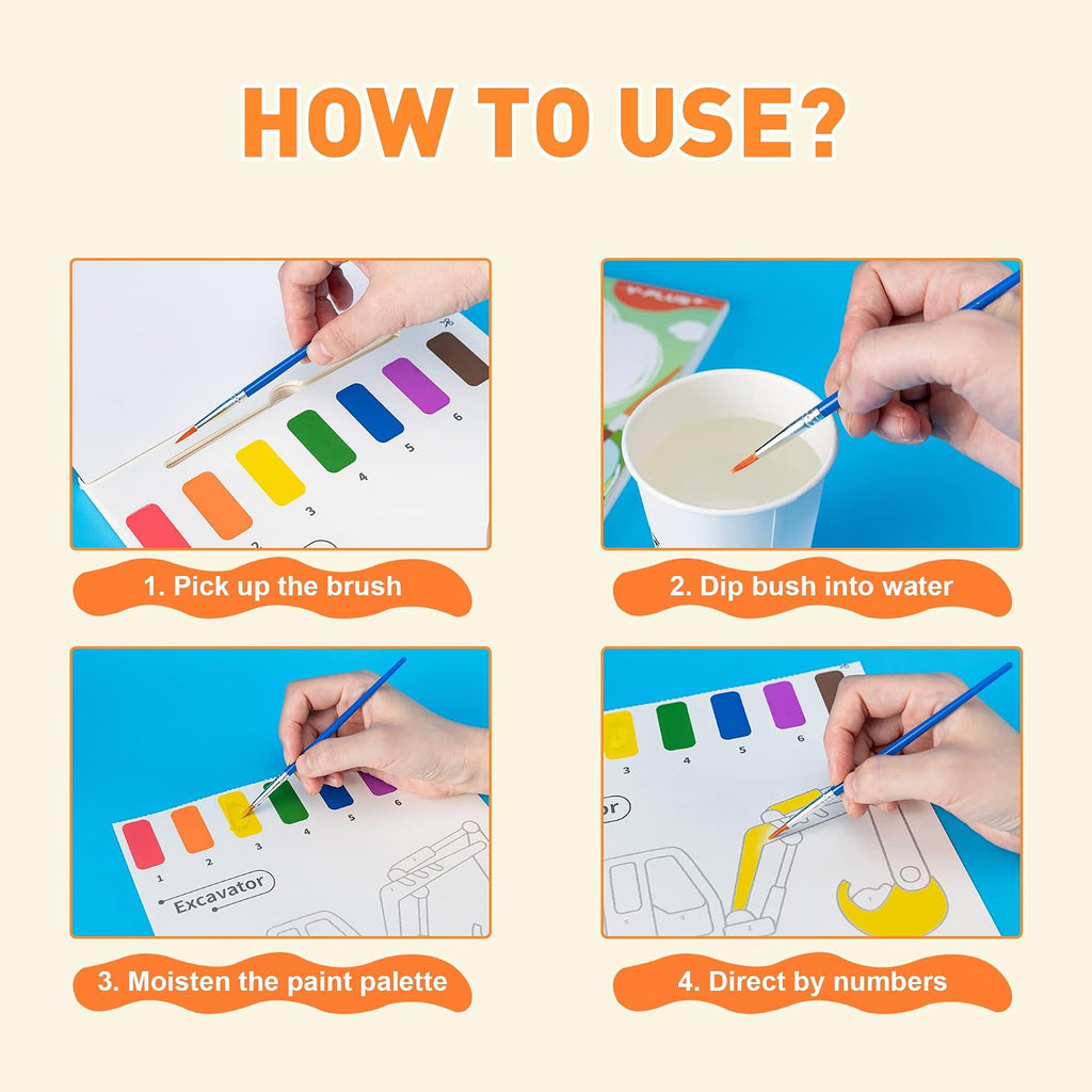 YPLUS Paint with Water Activity Books — The 5 themes