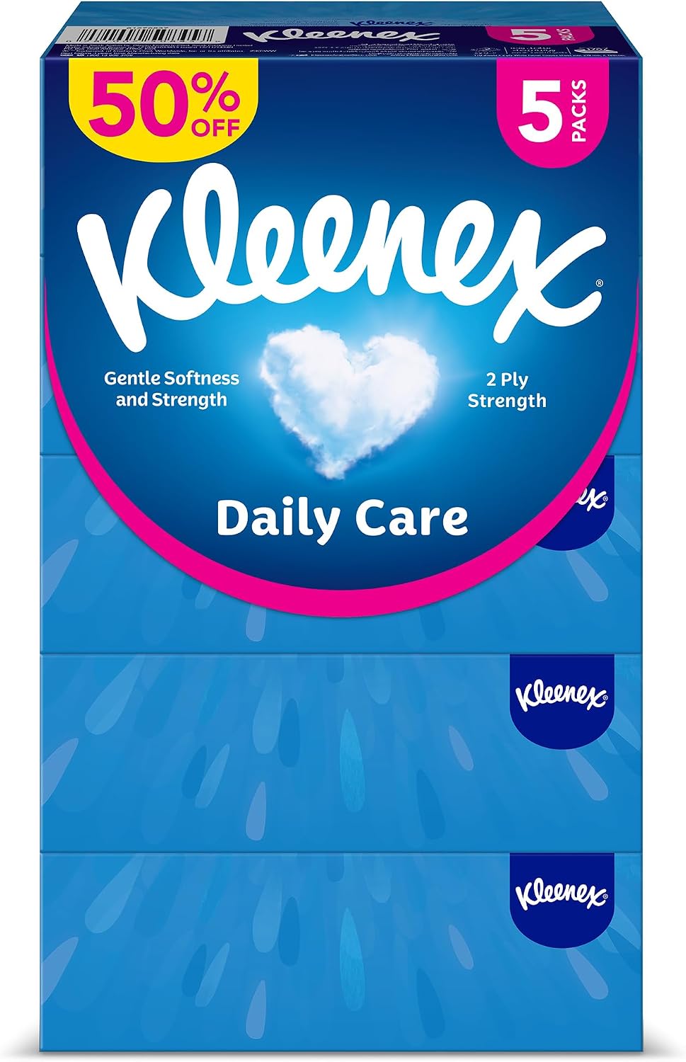 Kleenex Daily Care Facial Tissue - Pack Of 5 Boxes, 120 Sheets X 2 Ply — additional view 2
