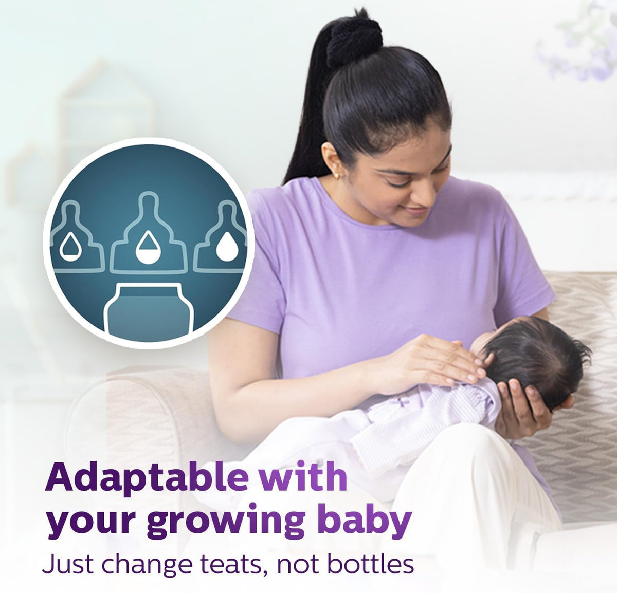 Philips AVENT Philips Grow Feeding Bottle SCF064/01-(330ml Single) by Fratelli — Multicolor