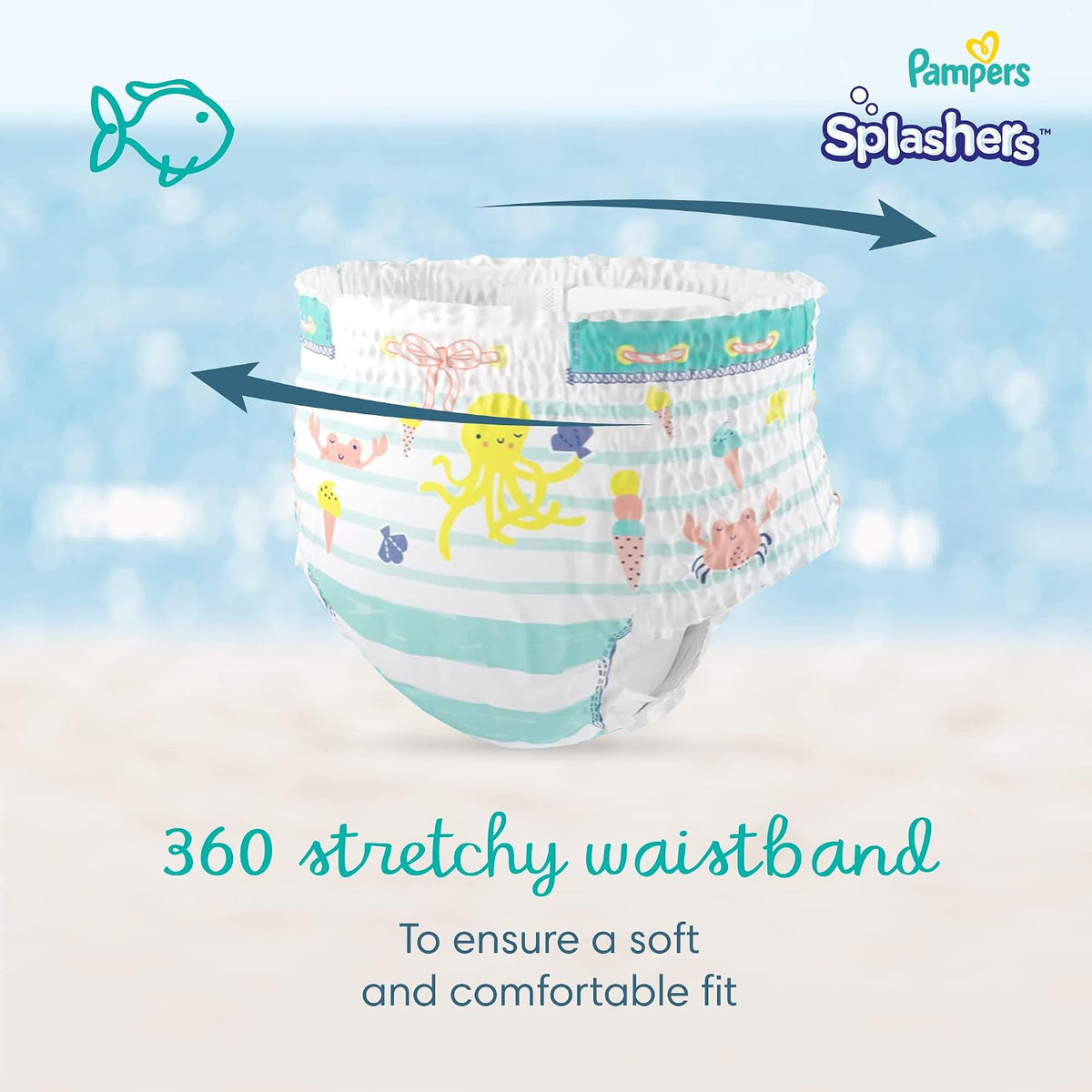 Pampers Splashers Swimming Diaper Pants, Size 3-4, 6-12 kg, Carry Pack, 12 Count