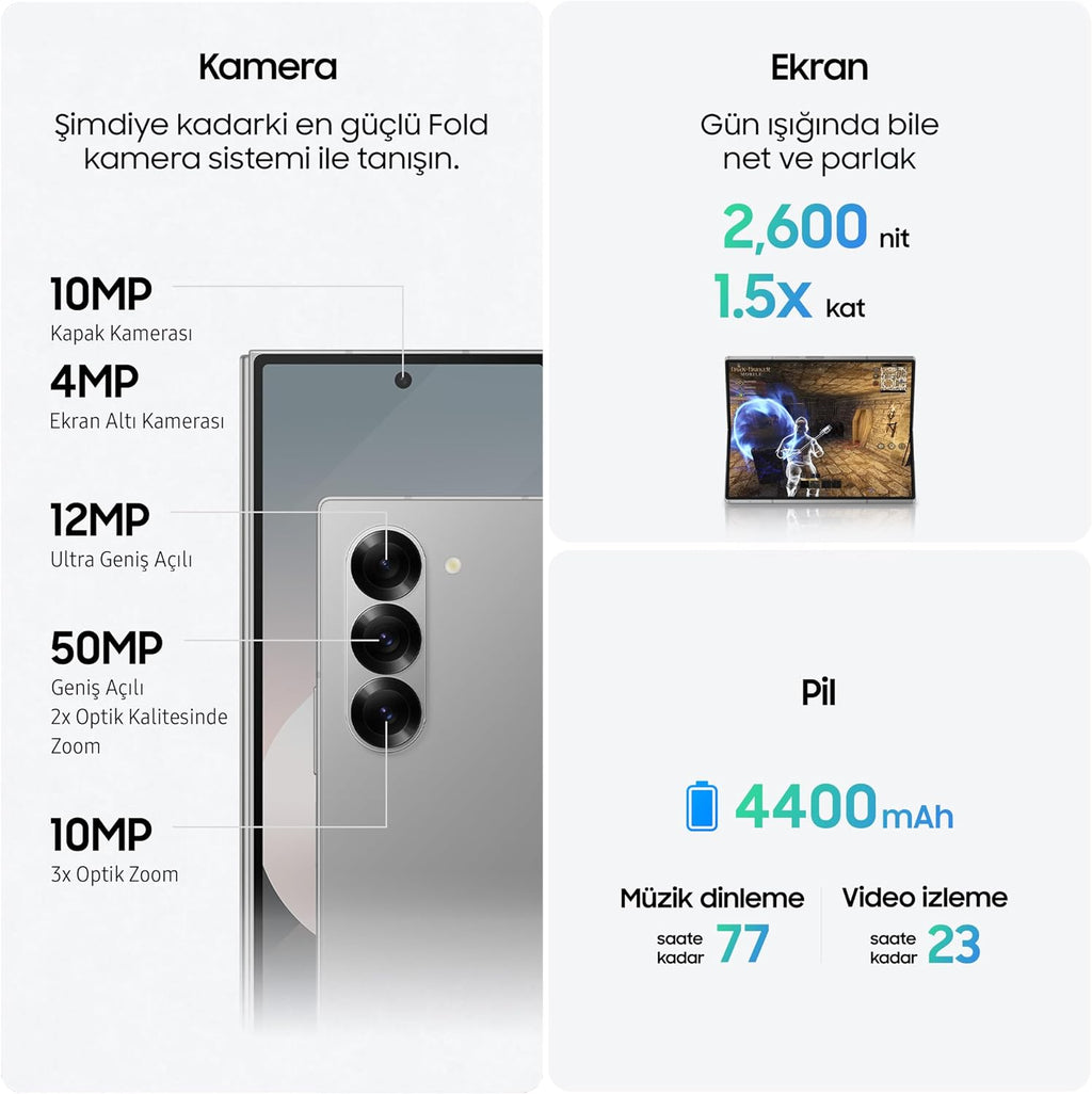 SAMSUNG (Refurbished) Galaxy Z Fold6, 12GB RAM, 256GB Storage, Silver Shadow, Big Screen