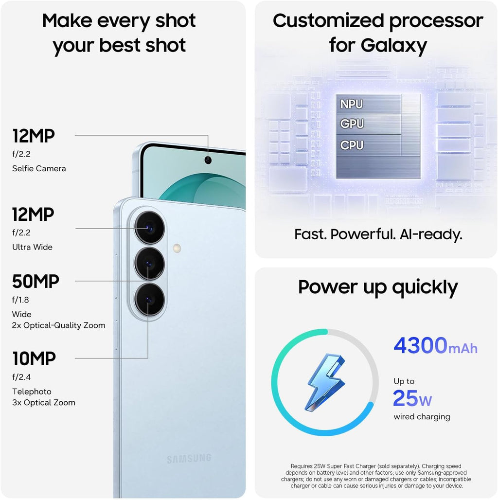 Samsung Galaxy S26, Unlocked Android Smartphone, 256GB, Powerful Processor, Galaxy AI, Immersive Viewing, Durable Battery, 2026, International Version, Cobalt Violet