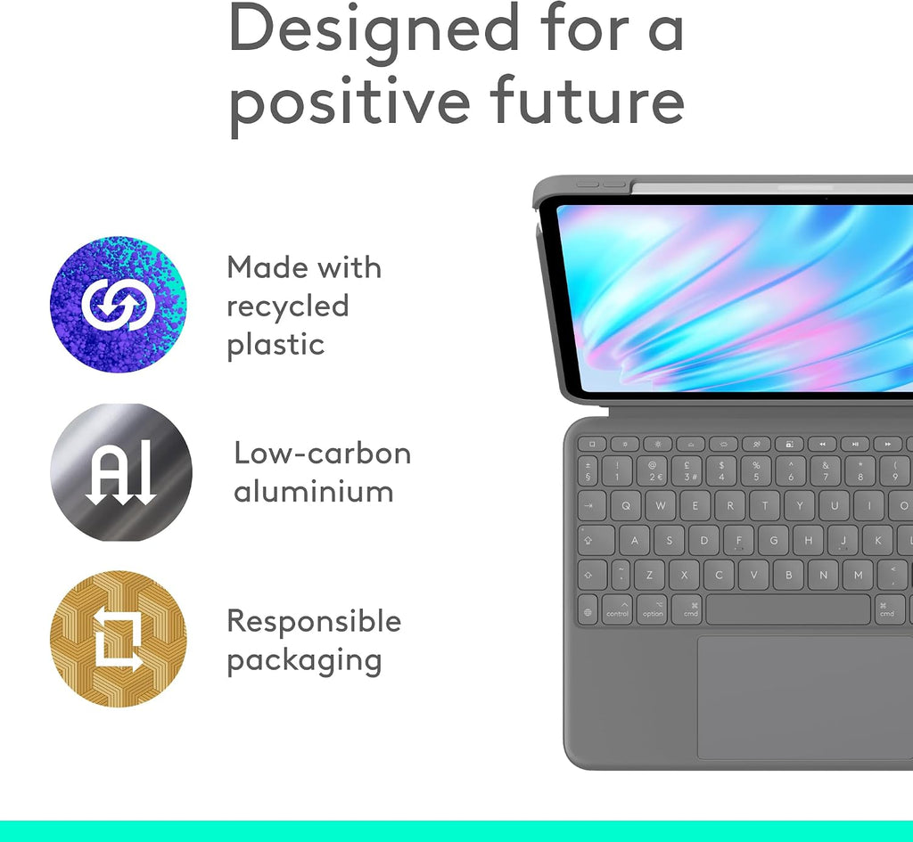 Logitech Combo Touch Keyboard Case for iPad Air 11-inch M2 / M3 and Air 5th Gen — Oxford Grey