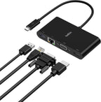 Belkin Usb-C Multimedia With Tethered Cable - Interface Hub Usb-A 3.2 Gen Port, Ethernet Vga And 4K Hdmi For Mac Windows Devices- Black