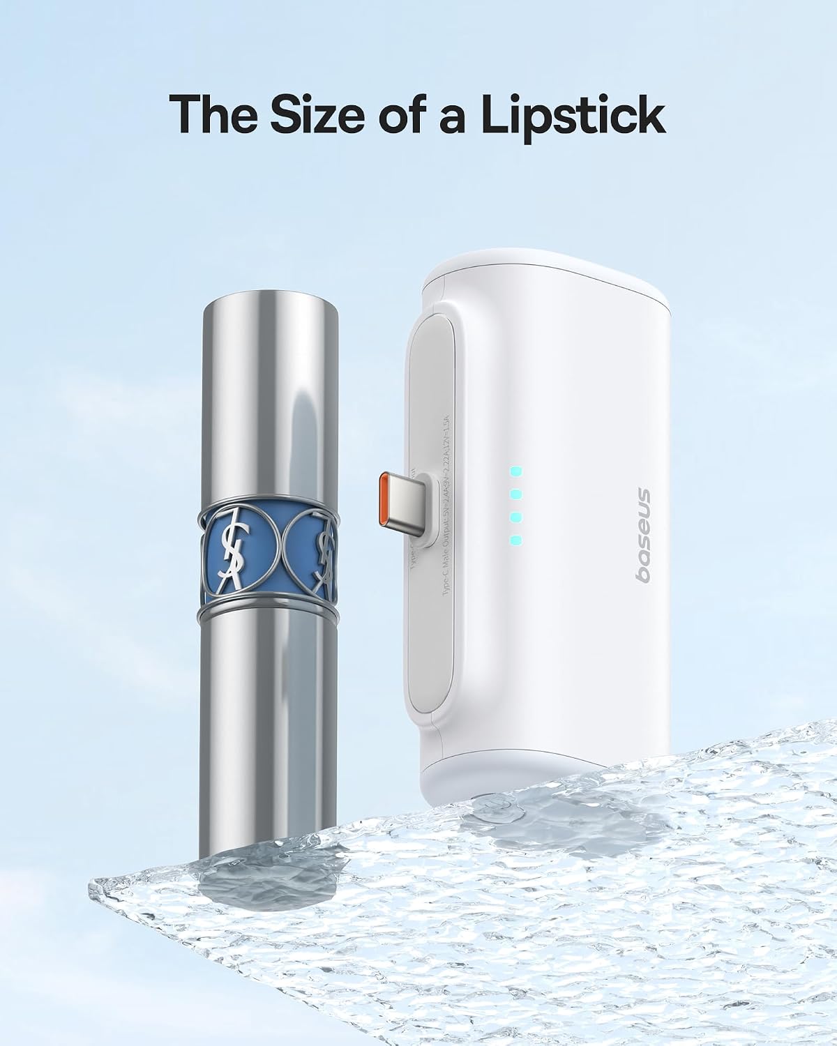 Baseus 5000mAh Small Power Bank, PD 20W Fast Charging Portable Charger with USB C Port, External Battery — 5KmAh-20W-Compact — White