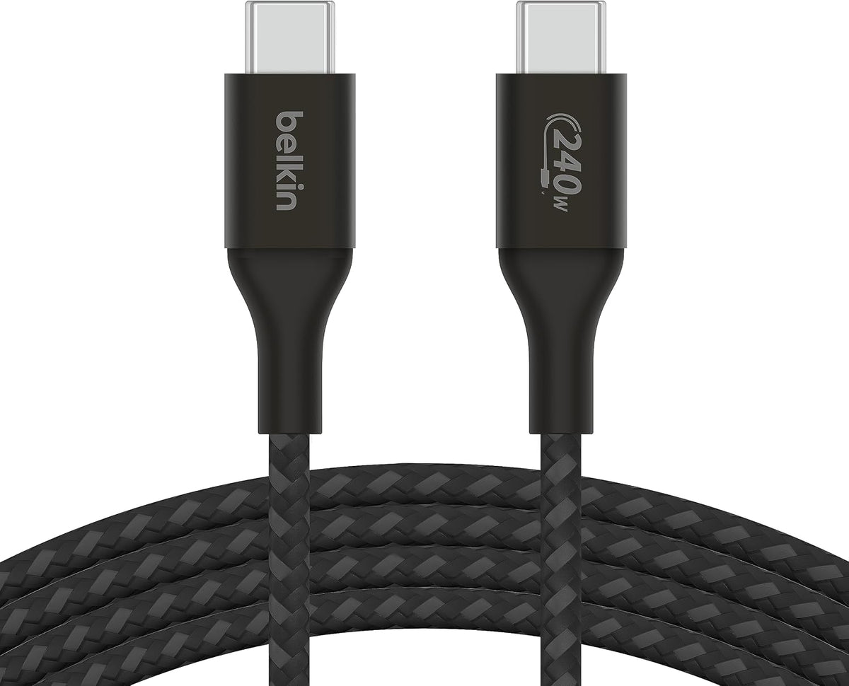 Belkin BoostCharge USB-C to USB-C Power charger cable, USB-IF certified fast charging cable with 240W Power Delivery for iPhone 16, 15, MacBook, Chromebook, Galaxy, iPad, Pixel & More - 1m, black