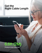 Belkin Fast Charge Braided USB C charger cable, USB-C to USB-A cable, USB type C charging cable for iPhone 15, Samsung Galaxy S23, Google Pixel, iPad, MacBook, Nintendo Switch and more - 2m, Black