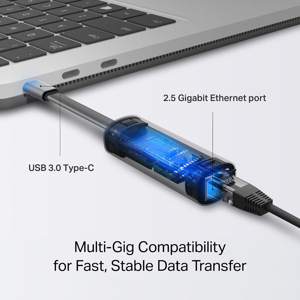 TP-Link USB C to Ethernet Adapter, 2.5 G Plug & Play Network Adapter | Type-C to RJ45 | Aluminum Alloy Case | Thunderbolt 4/3 Compatible for MacBook Pro/Air, iPad, iPhone 16 Pro/Max and More (UE302C)