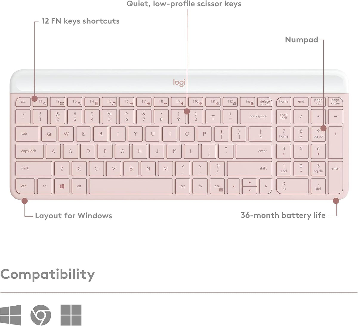 Logitech MK470 Keyboard and Mouse Combo — Rose