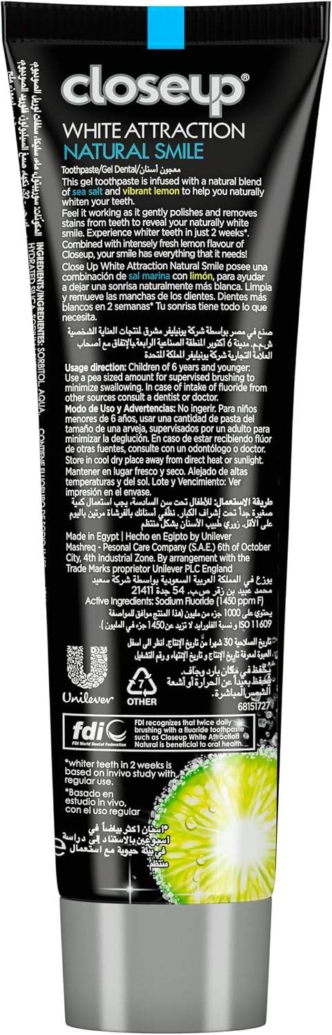 Closeup White Attraction Toothpaste Lemon & Sea Salt 75ml — additional product view 2