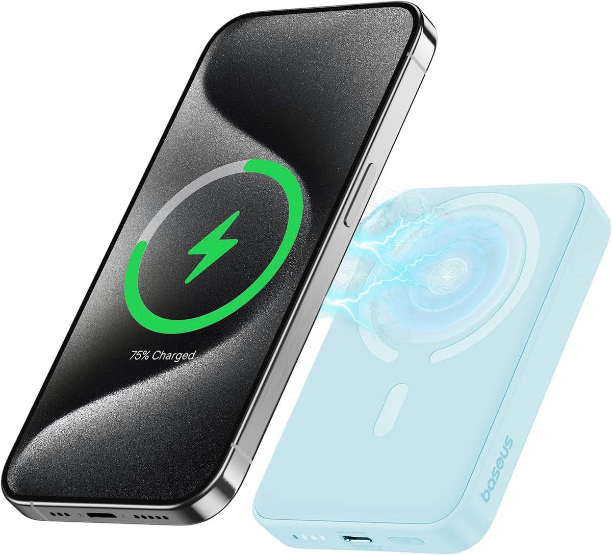 Baseus Magnetic 15W Wireless Portable Charger, 10000mAh Power Bank with 20W Type C Cable, MagSafe Battery Pack — 10000mAh-20W — Blue