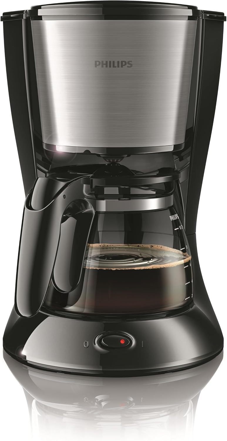 Philips Drip Coffee Maker - 1.2L, Up to 15 Cups, Glass Jug, Auto Off Function, Silver/Black - HD7462/20 — Black