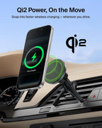 Belkin Wireless Car Charger, Magnetic Car Vent Mount & Dash Mount with USB C Cable, MagSafe Compatible Fast Charging for iPhone 17, Galaxy S25, Pixel 10, & More - Qi2 Travel Car Accessories - Black