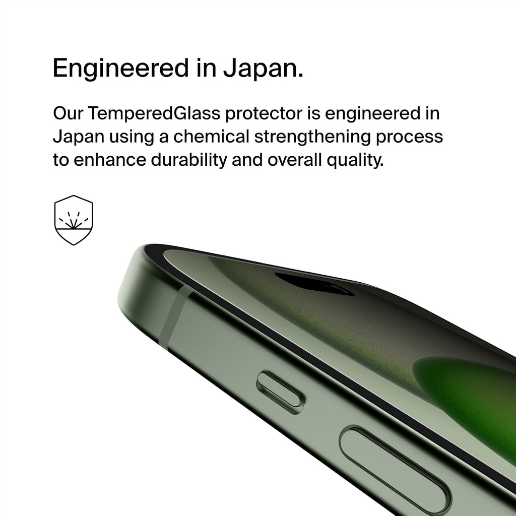 Belkin ScreenForce TemperedGlass Treated Privacy Screen Protector for iPhone 15 Plus & iPhone 14 Pro Max - Slim & Scratch-Resistant - Includes Easy Align Tray for Bubble Free Application