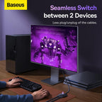 Baseus 2 IN 1 OUT HDMI Switch, Bi-Directional HDMI Splitter, Easy Switch HDMI Selector Support 4K, HDR, 3D, HDCP — Switch W/Cable — Black