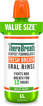 TheraBreath Fresh Breath Mouthwash, Mild Mint, 1 L — front product image