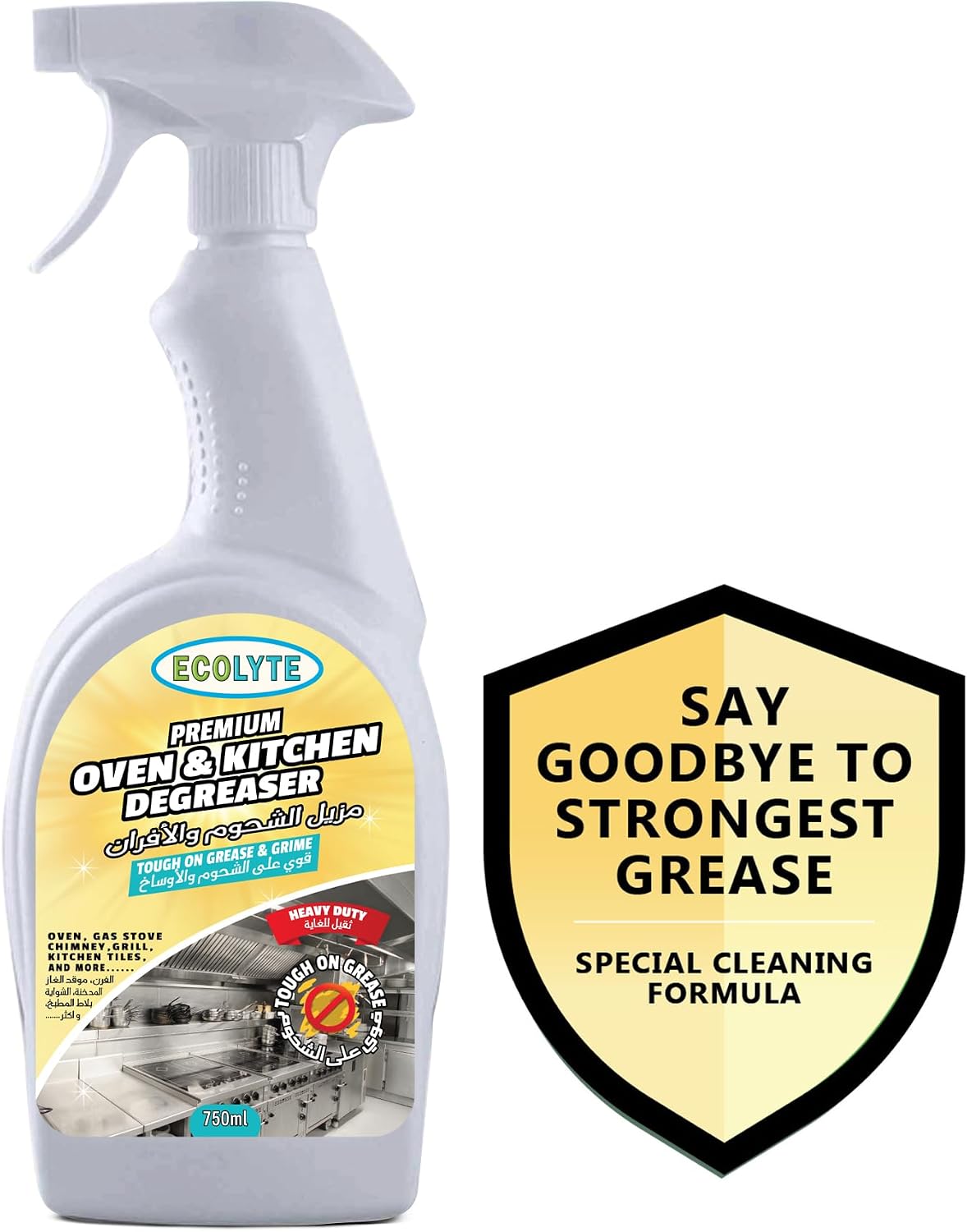 ECOLYTE+ Oven Cleaner & Kitchen Degreaser Premium Liquid, Suitable for Ovens, Chimney hoods, Grills, OTG, Gas Stove, Exhaust Fan, Removes tough Grease, Grime, Fats, Oils Remover (750 ml) — additional view 2